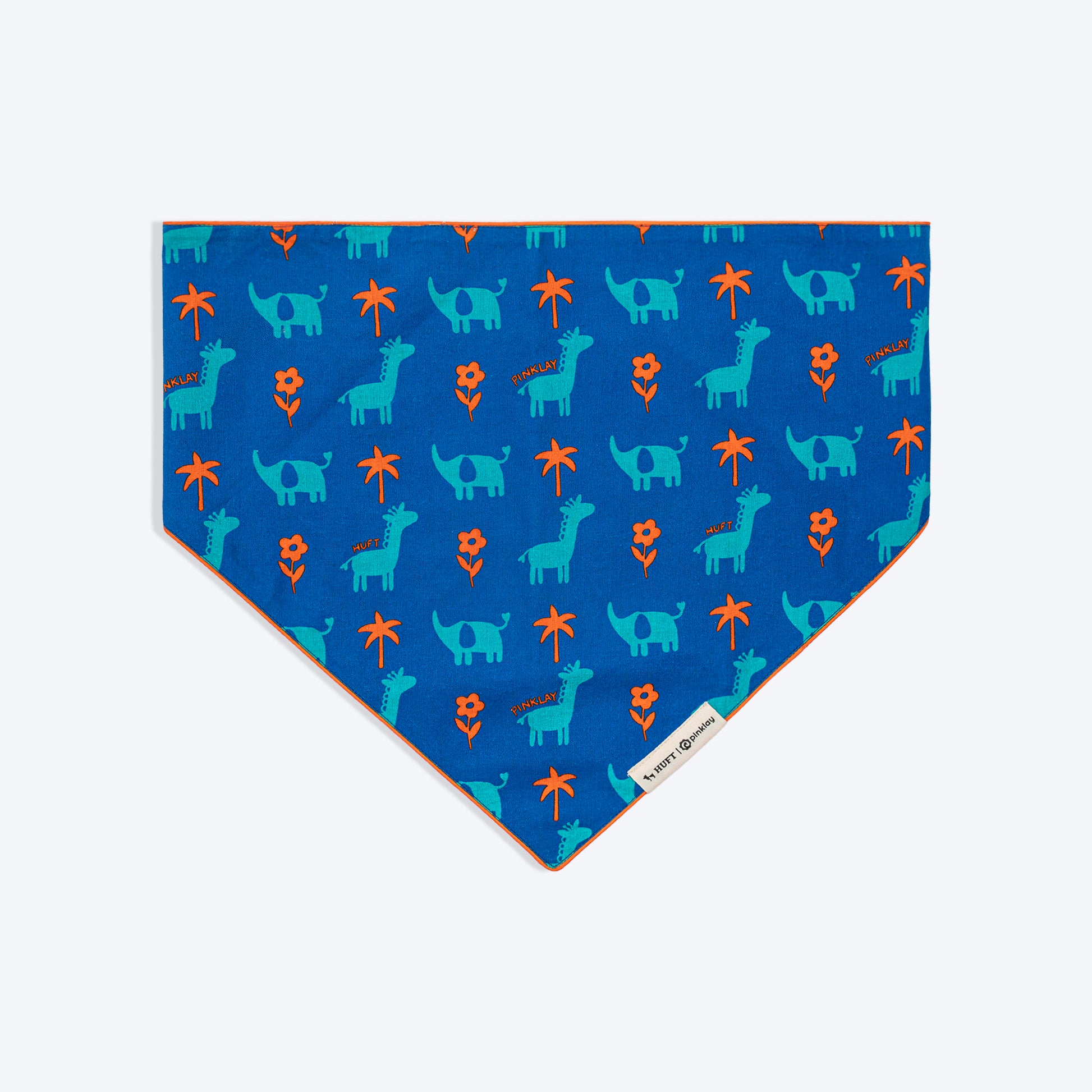 HUFT X Pinklay Strut In Stripes Knot Bandana For Dog - Blue & Orange - Heads Up For Tails