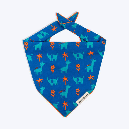 HUFT X Pinklay Strut In Stripes Knot Bandana For Dog - Blue & Orange - Heads Up For Tails