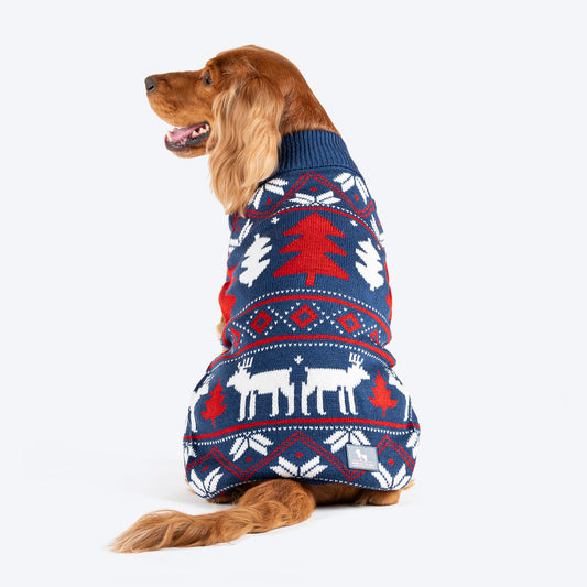 HUFT Snow Dashers Sweater For Dog - Navy Blue