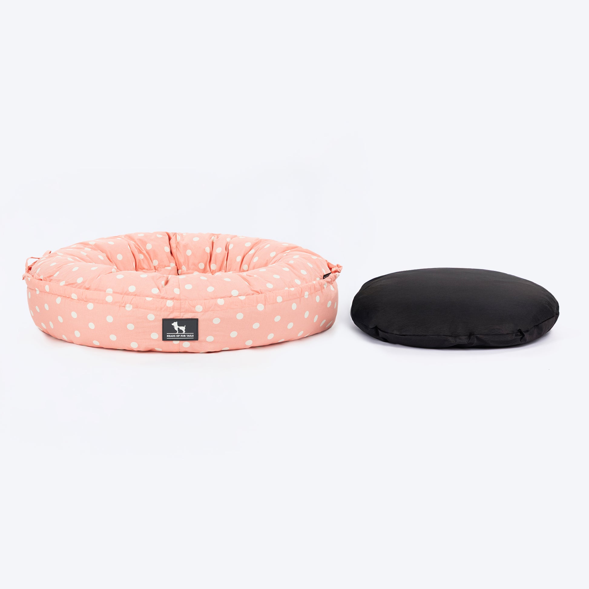HUFT Polka Paws Adjustable Donut Bed For Dog & Cat - Peach - Heads Up For Tails