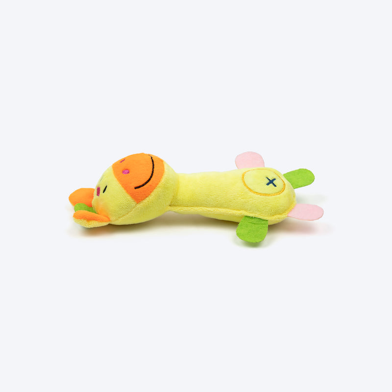 TLC Giggles Squeaky Plush Toy For Puppies & Small Dogs - Multicolor - Heads Up For Tails