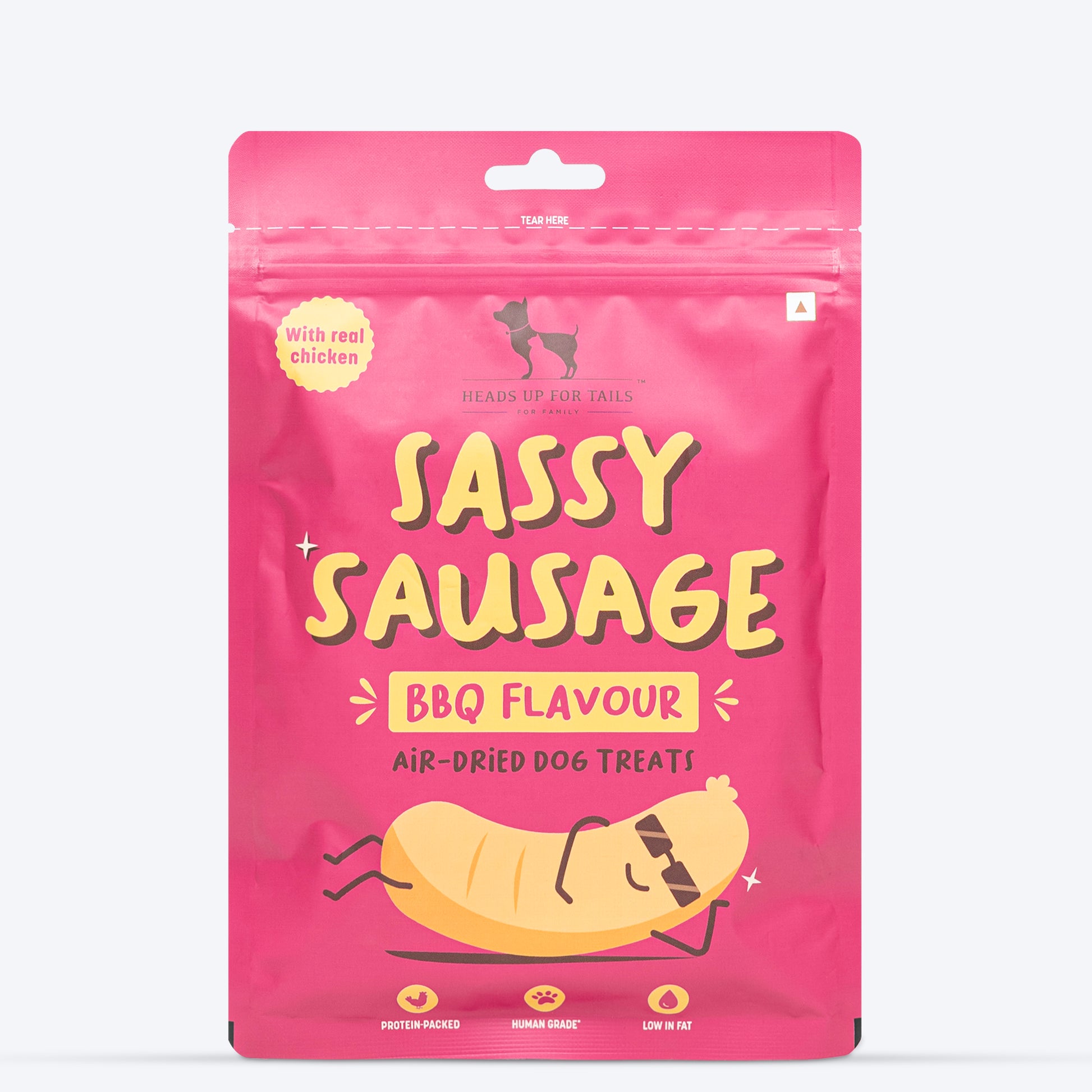 HUFT Sassy Sausage BBQ With Real Chicken Air-Dried Dog Treats - 100 g - Heads Up For Tails