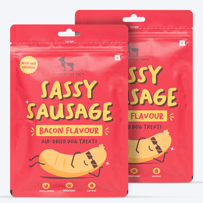 HUFT Sassy Sausage Bacon With Real Chicken Air-Dried Dog Treats - 100 g - Heads Up For Tails