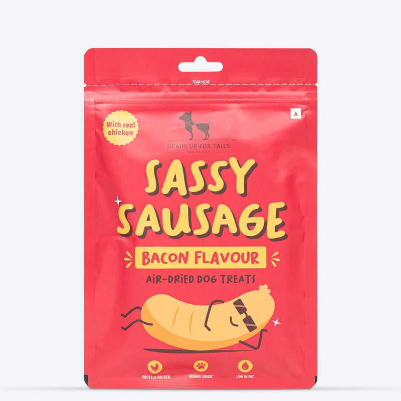HUFT Sassy Sausage Bacon With Real Chicken Air-Dried Dog Treats - 100 g - Heads Up For Tails