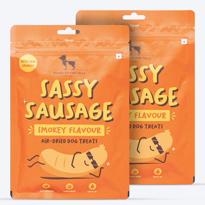 HUFT Sassy Sausage Smokey With Real Chicken Air-Dried Dog Treats - 100 g - Heads Up For Tails