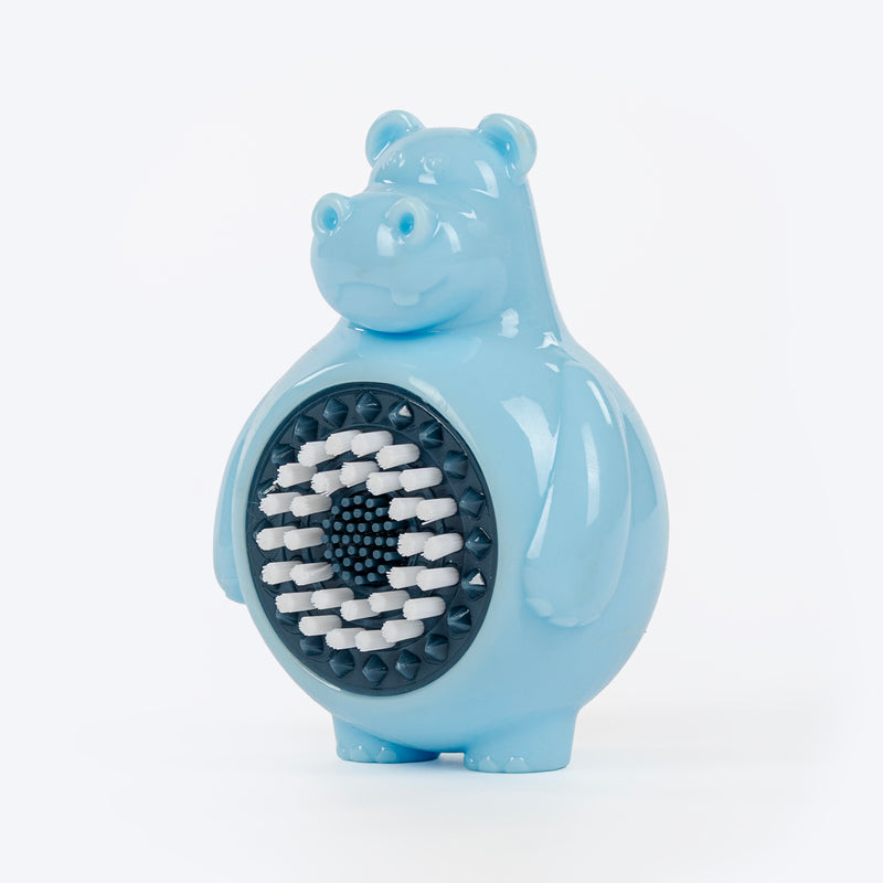 HUFT Brush Buddy Hippo Chew Toy For Dog - Blue - Heads Up For Tails
