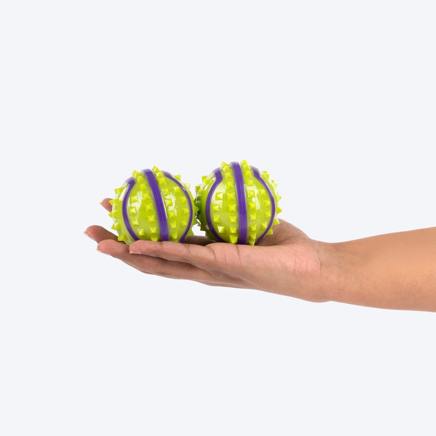 Dash Dog Spikies Squeaky Balls Toy For Dog - Green - Set Of 2