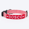 HUFT Personalised Gingham Fabric Collar With Bow Tie For Dogs - Red - Heads Up For Tails