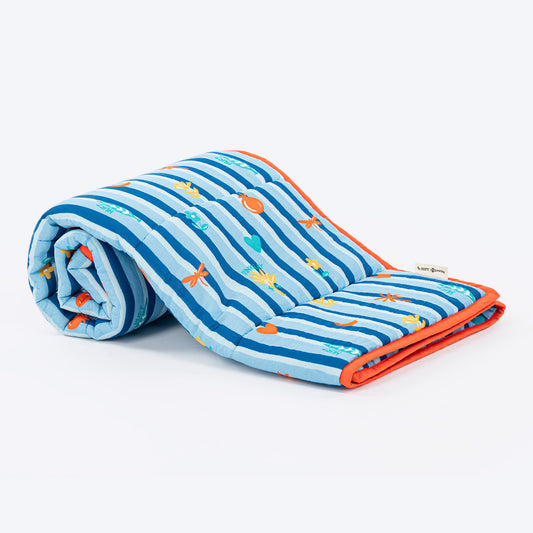 HUFT X Pinklay Strut In Stripes Blanket For Dog & Cat - Blue - Heads Up For Tails