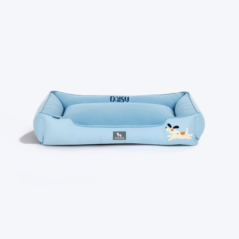 HUFT Personalised Doggie Classic Lounger Bed For Dog - Blue