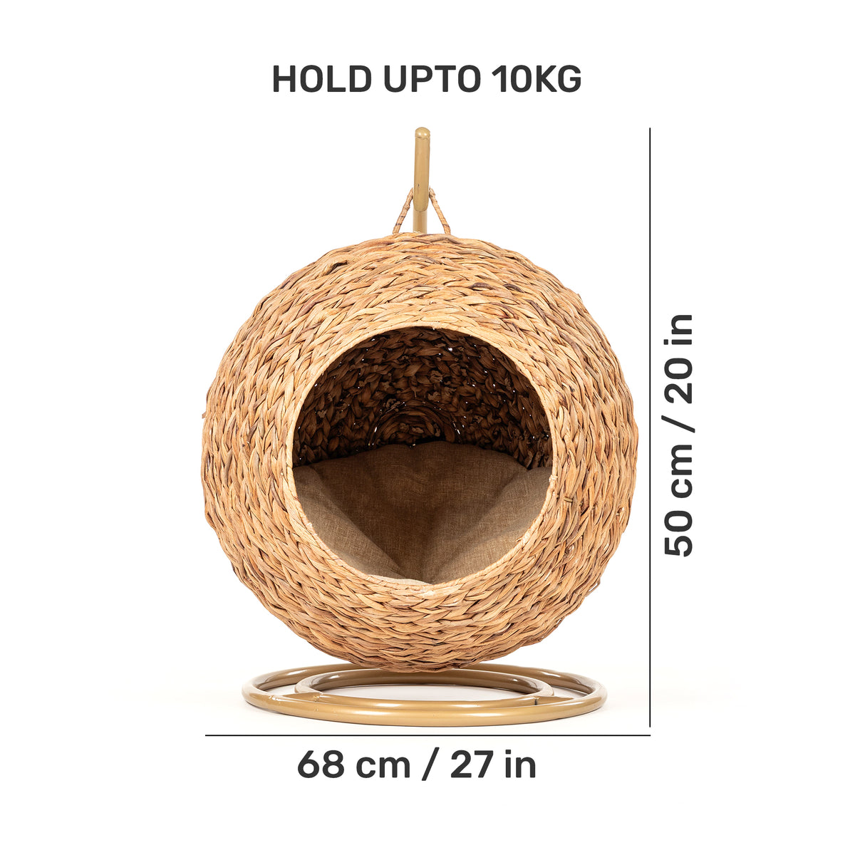 HUFT Swing And Snooze Bed With Cushion For Cat - Brown