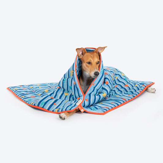 HUFT X Pinklay Strut In Stripes Blanket For Dog & Cat - Blue - Heads Up For Tails