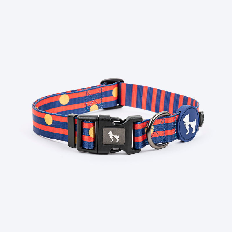 HUFT Playstripes Collar For Dog - Rust & Navy - Heads Up For Tails