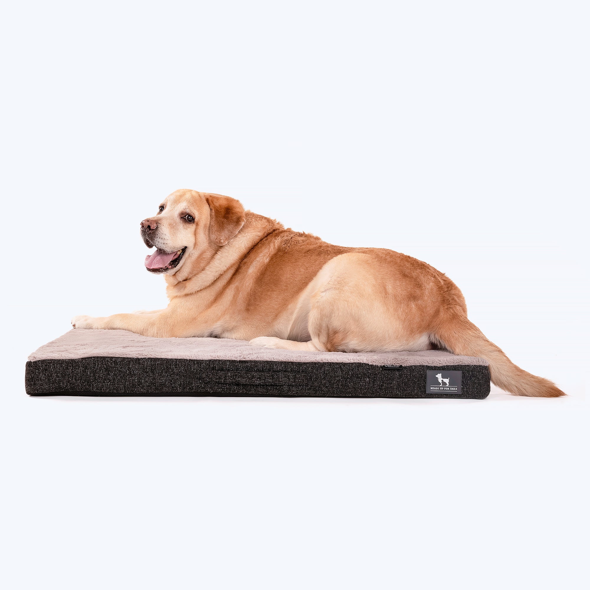 HUFT Furry Orthopedic Dog Bed Grey Made to Order Heads Up