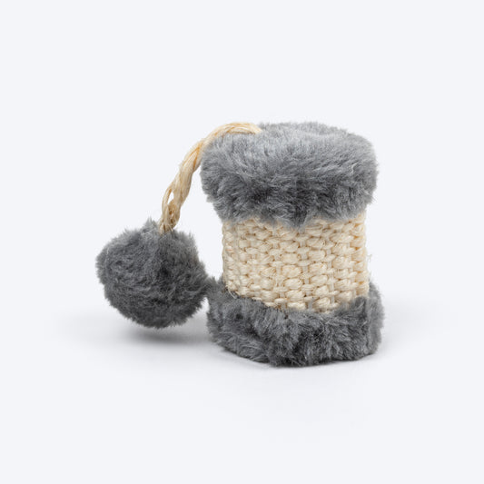 TLC Scratch Drum Sisal Interactive Toy For Cat - Beige & Grey - Heads Up For Tails