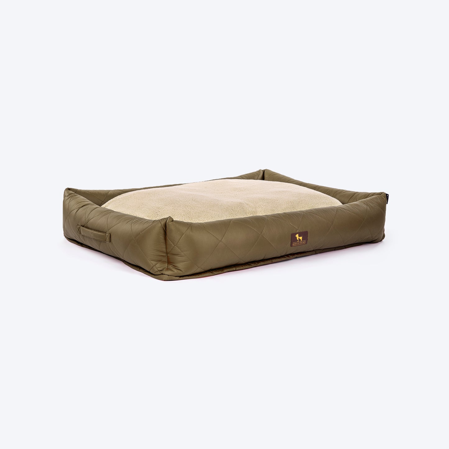 HUFT Fluff & Puff Quilted Lounger Dog Bed - Olive Green - Heads Up For Tails