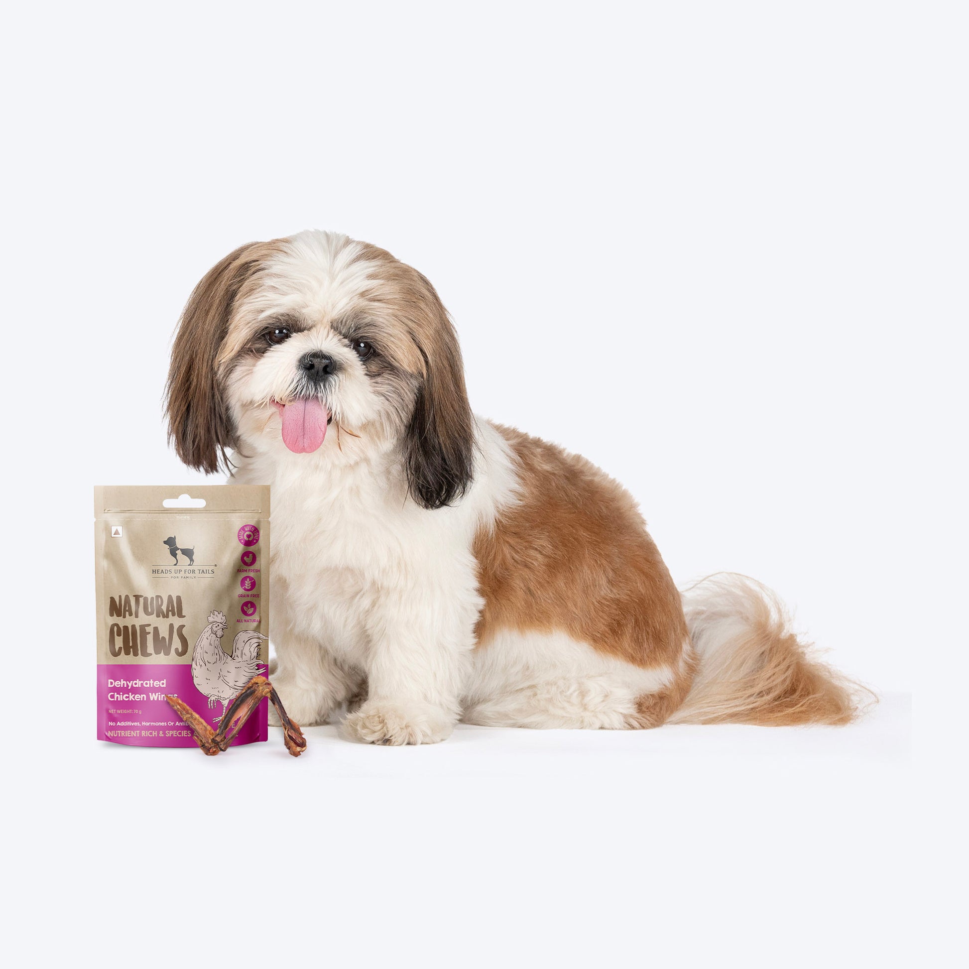 HUFT Natural Chews - Dehydrated Chicken Wings For Dog - 70g - Heads Up For Tails