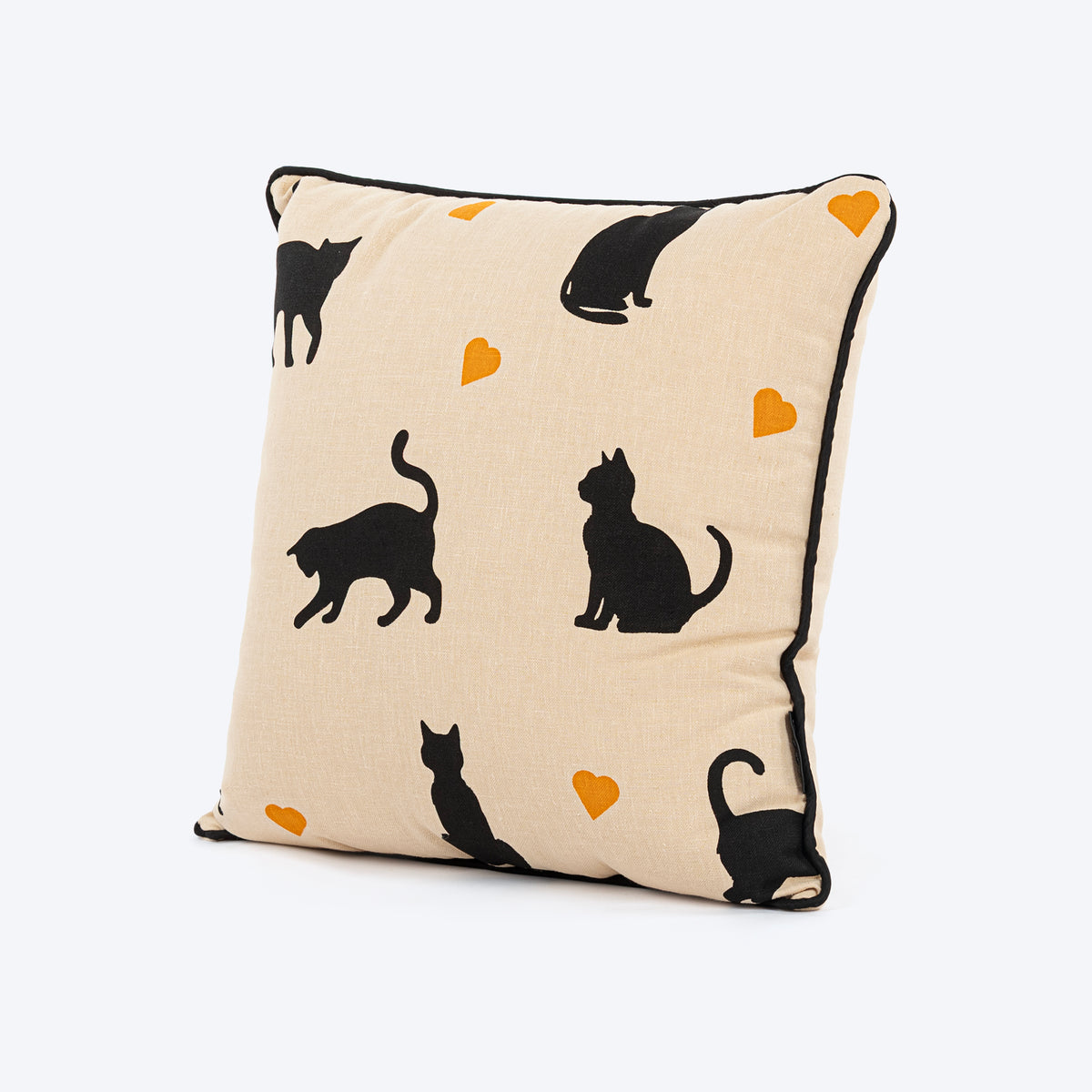 HUFT Whisker Love Printed Cushion For Pet Lovers - Beige & Black - Heads Up For Tails