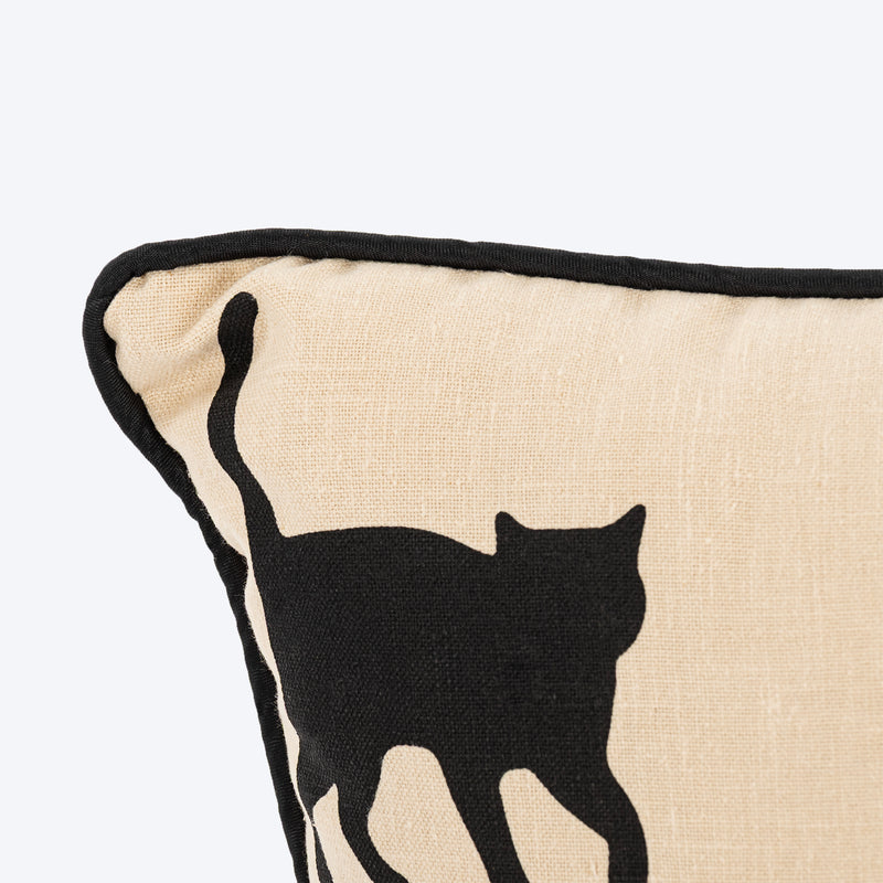 HUFT Whisker Love Printed Cushion For Pet Lovers - Beige & Black - Heads Up For Tails