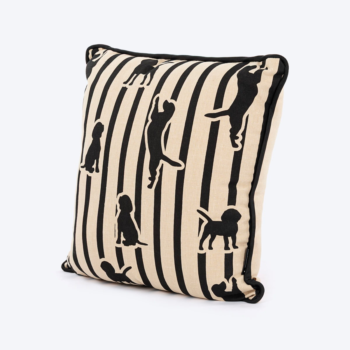 HUFT Tails & Trails Printed Cushion For Pet Lovers - Beige & Black - Heads Up For Tails