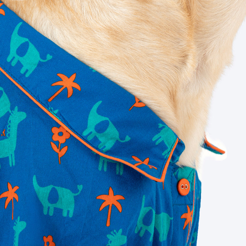 HUFT X Pinklay Jungle Joyride Shirt For Dog - Blue & Orange - Heads Up For Tails