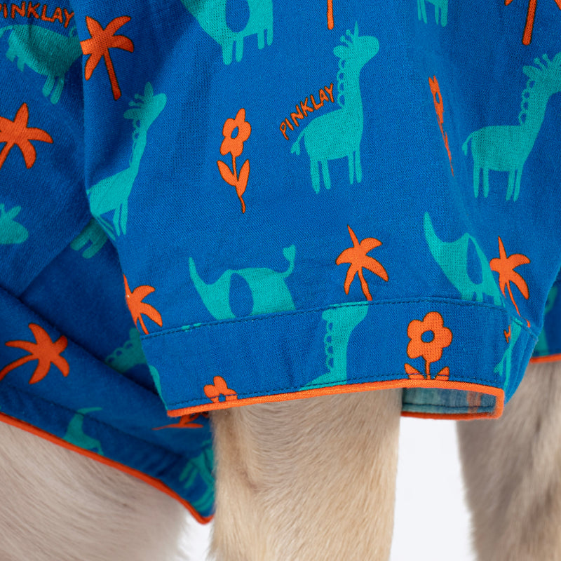 HUFT X Pinklay Jungle Joyride Shirt For Dog - Blue & Orange - Heads Up For Tails