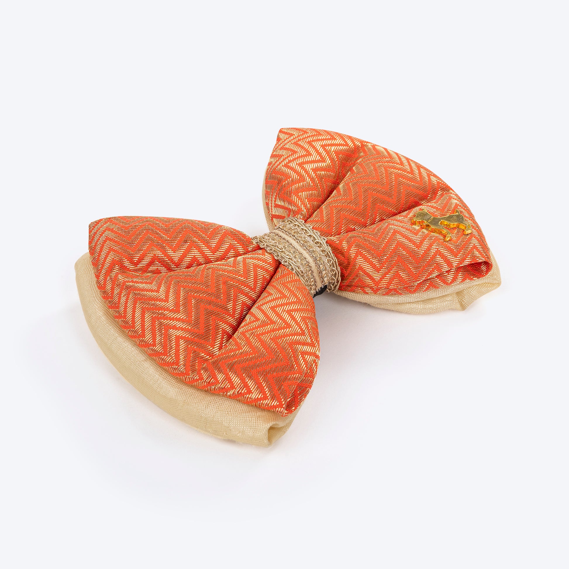 HUFT Festive Desi Glam Dog Bow Tie - Orange - Heads Up For Tails