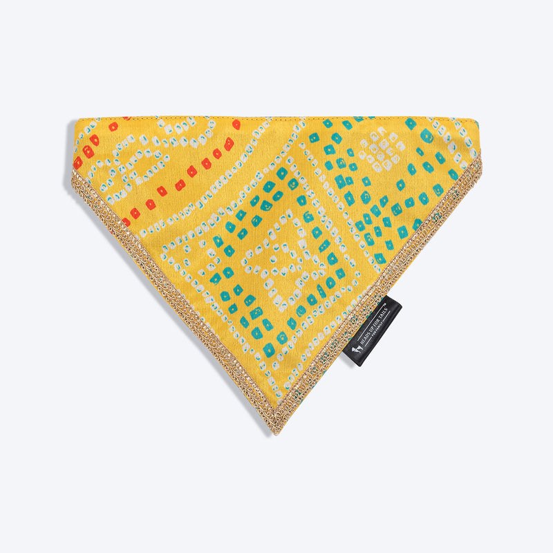 HUFT Festive Bandhej Bling Dog Bandana - Yellow - Heads Up For Tails