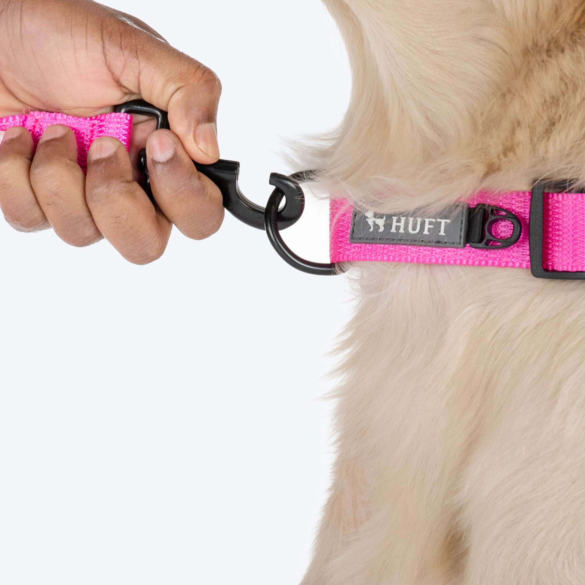 HUFT Personalised Basics Dog Collar - Pink - Heads Up For Tails