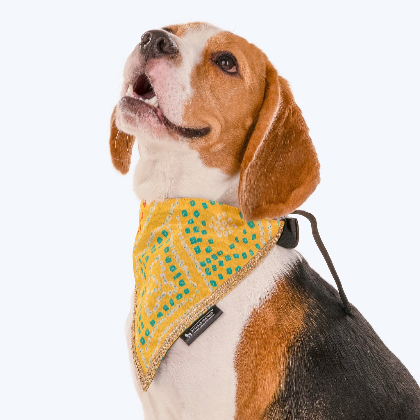 HUFT Festive Bandhej Bling Dog Bandana - Yellow - Heads Up For Tails