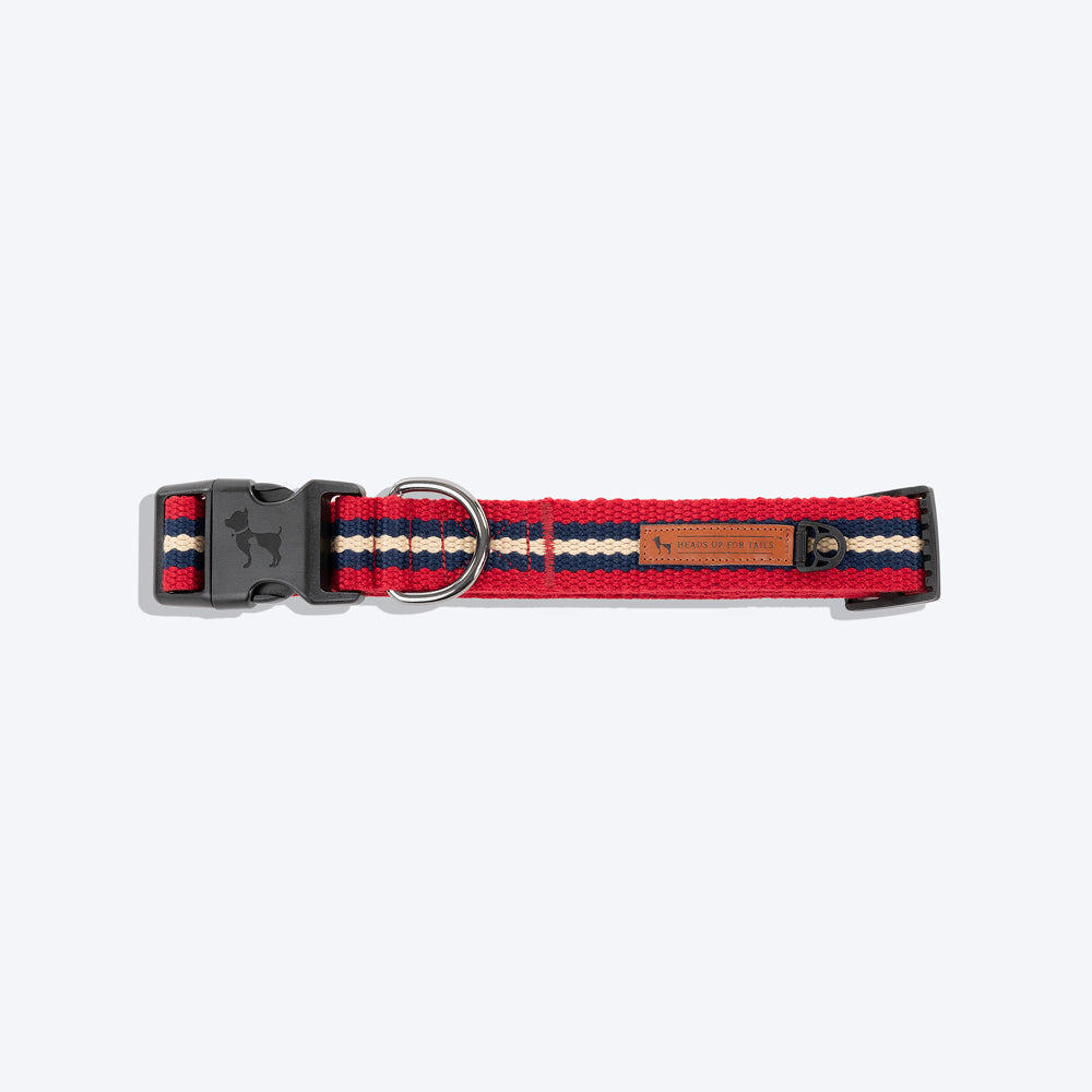 HUFT Retro Vibes Dog Collar - Maroon & Navy - Heads Up For Tails