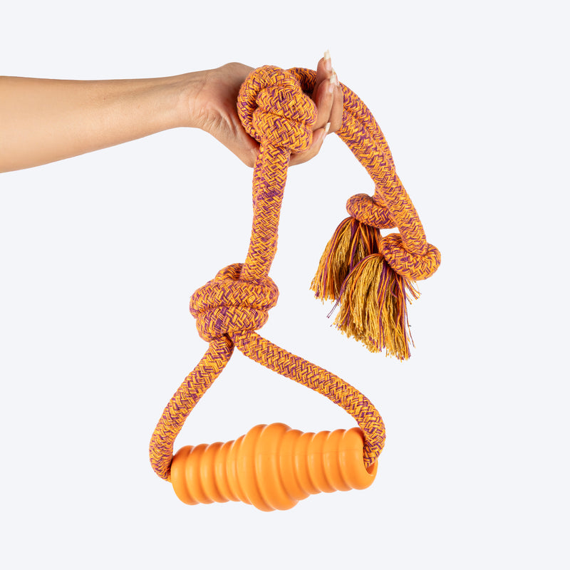 HUFT Tuggables Tassel Tango Rope Toy For Dog - Purple & Orange - Heads Up For Tails