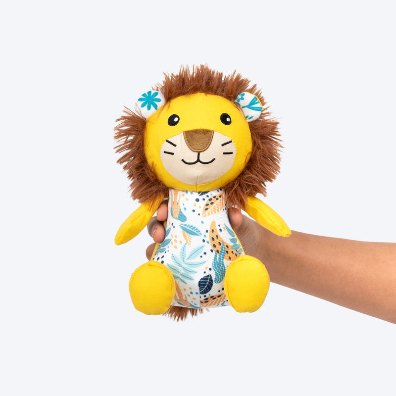 HUFT Lionel The Lion Squeaky Toy For Puppies - Yellow - Heads Up For Tails
