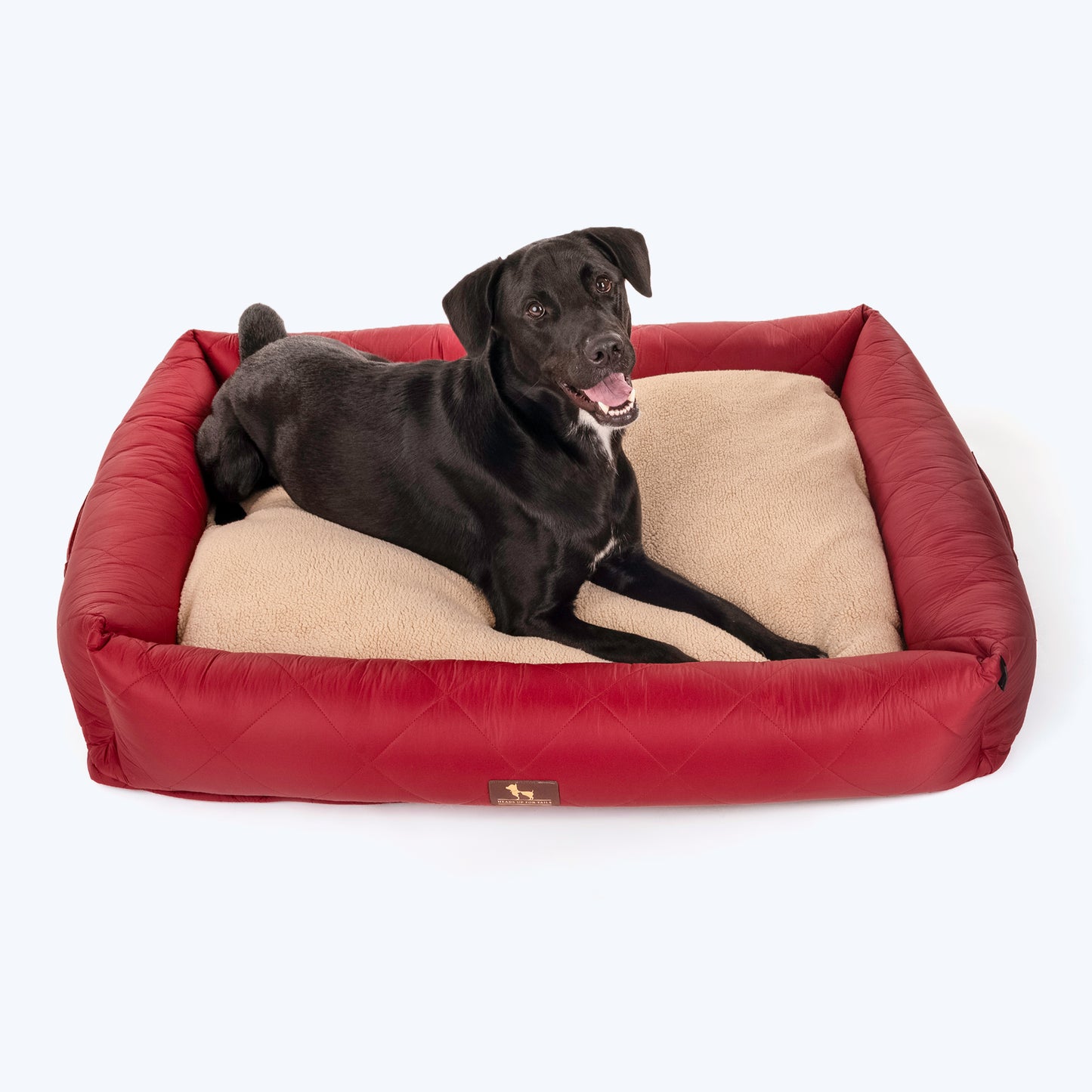 HUFT Fluff & Puff Quilted Lounger Bed For Dog - Maroon - Heads Up For Tails