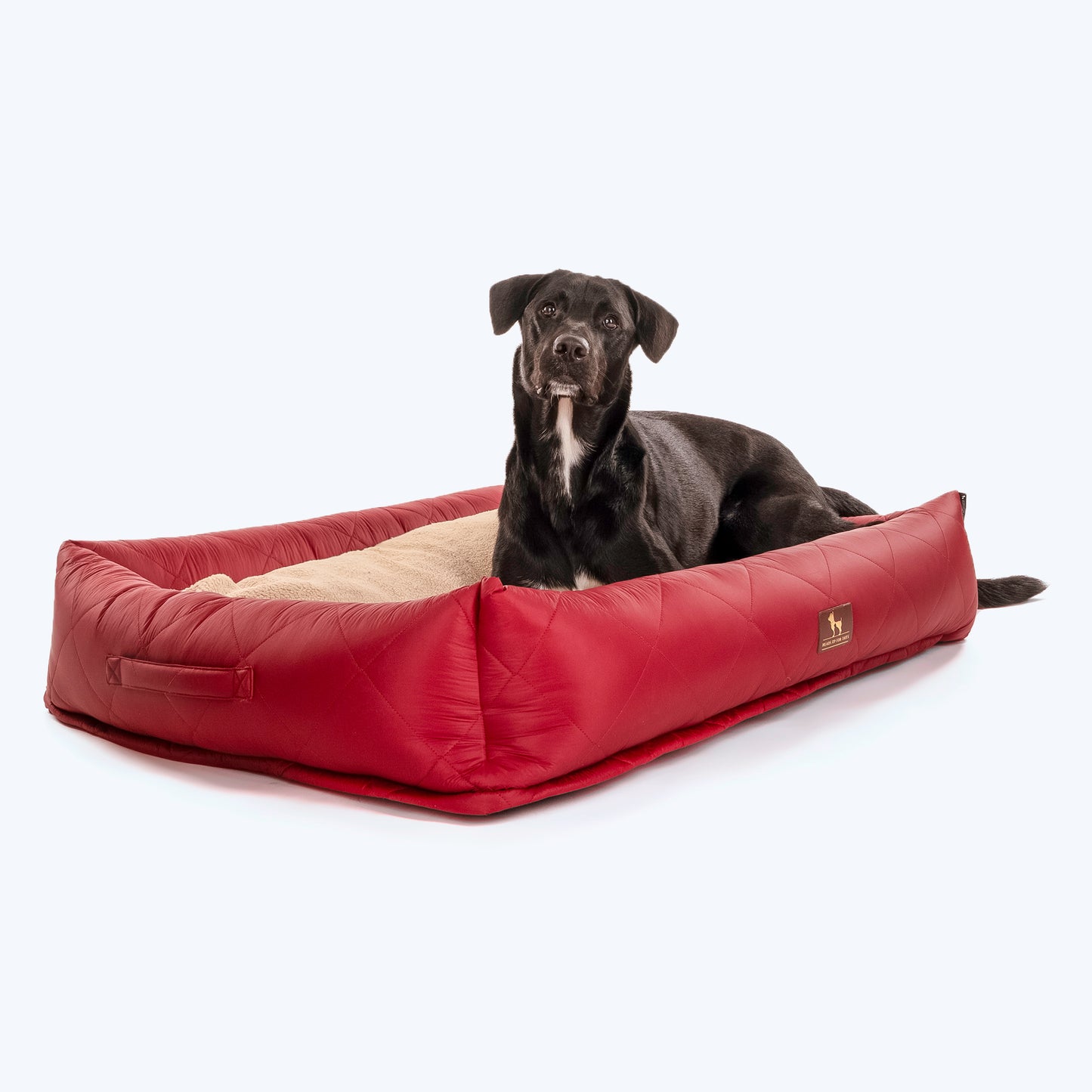 HUFT Fluff & Puff Quilted Lounger Bed For Dog - Maroon - Heads Up For Tails