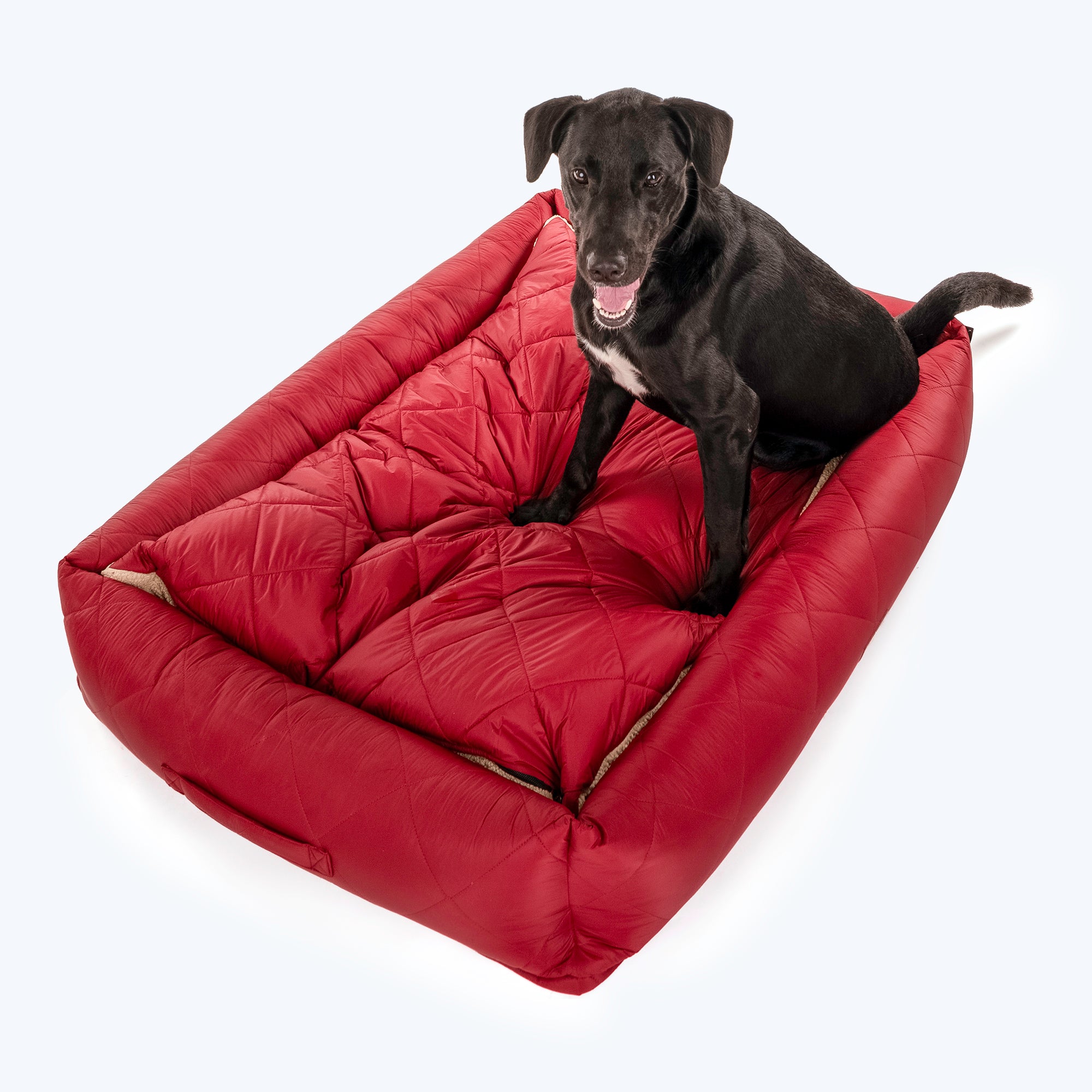 HUFT Fluff Puff Quilted Lounger Bed For Dog Maroon