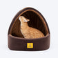 TLC Cave Bedding With Removable Cushion For Dog & Cat - Dark Brown & Beige - Heads Up For Tails