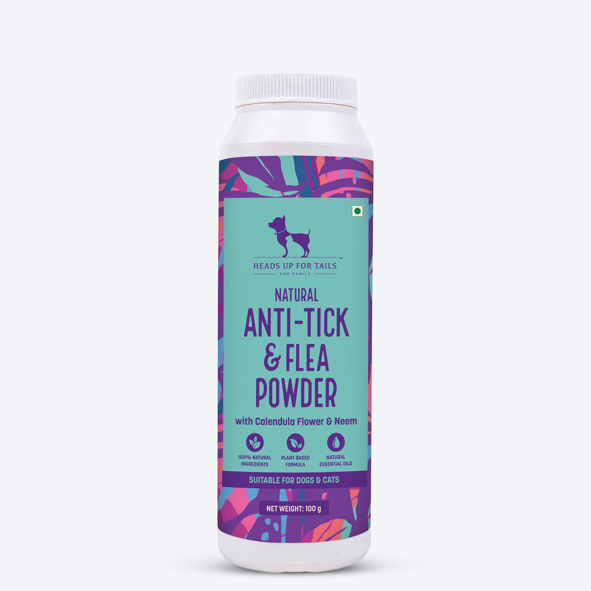HUFT Natural Anti Tick and Flea Powder for Dogs & Cats - 100 g - Heads Up For Tails