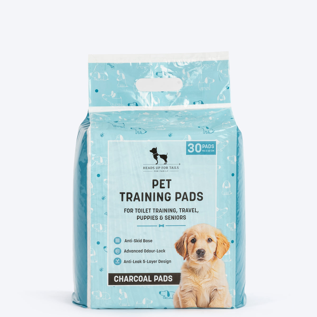 HUFT Charcoal Pet Training Pads - 90 x 60 cm - Heads Up For Tails