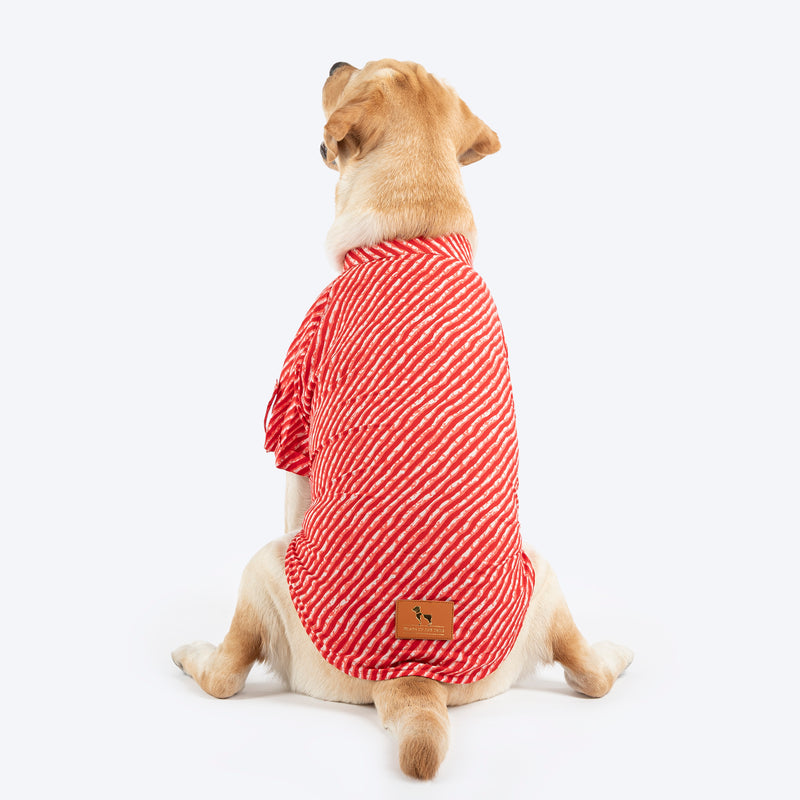 HUFT Pawdhani Leheriya Kurta For Dog - Red - Heads Up For Tails