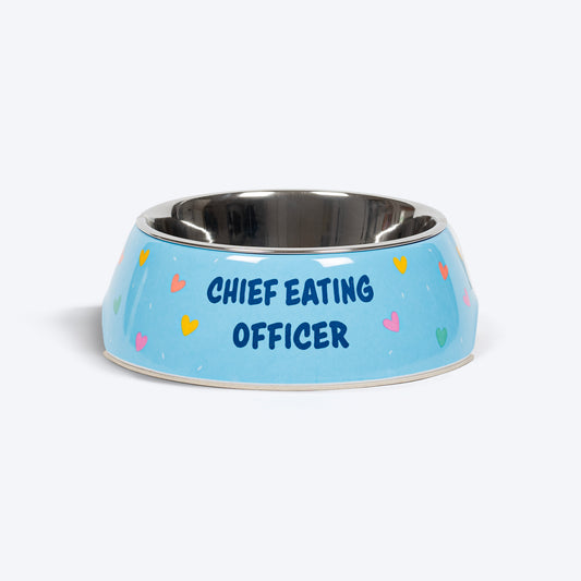 HUFT Chief Eating Officer Printed Melamine Bowl For Dogs - Skyblue