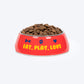 HUFT Eat Play Love Printed Melamine Bowl for Dogs - Red - Heads Up For Tails