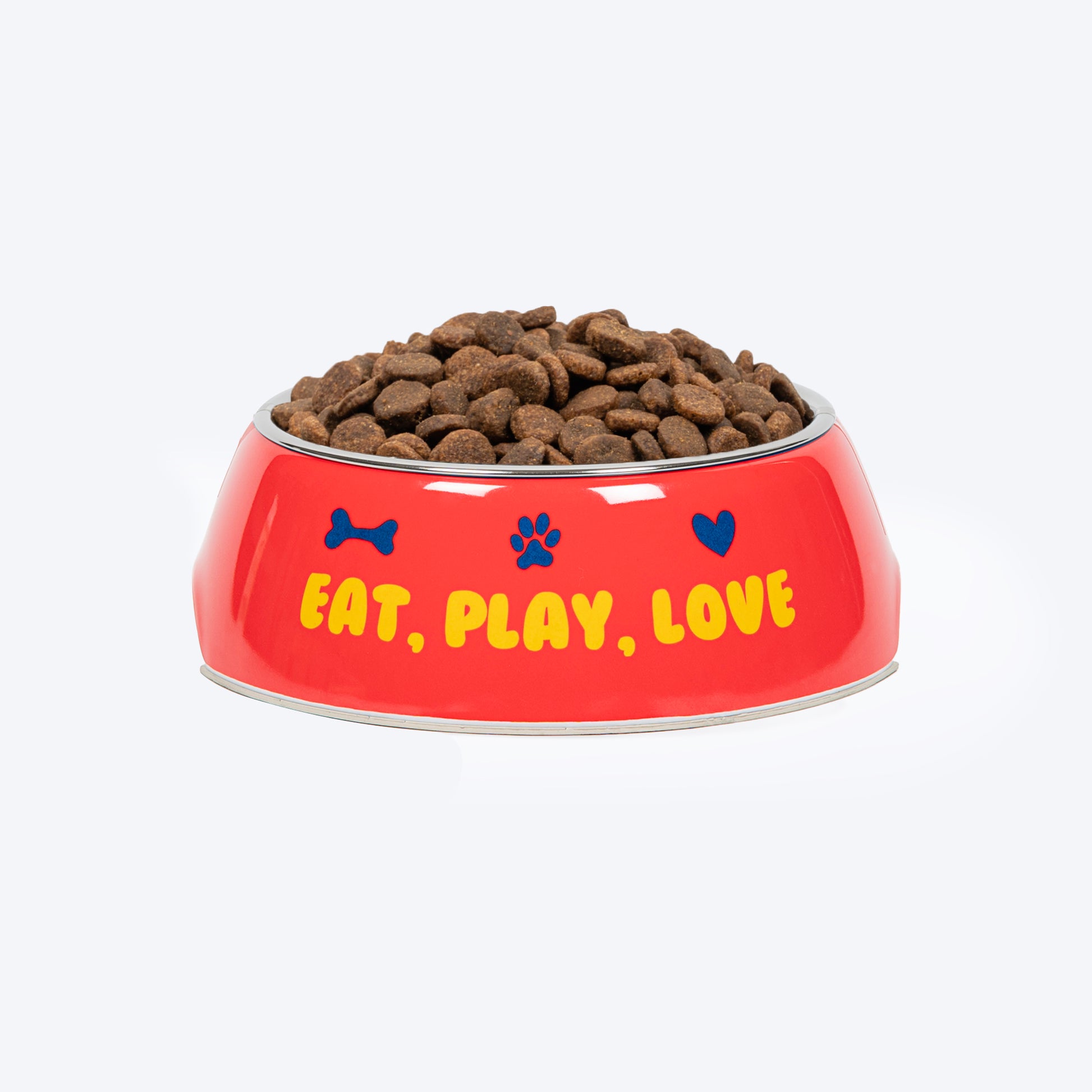 HUFT Eat Play Love Printed Melamine Bowl for Dogs - Red - Heads Up For Tails