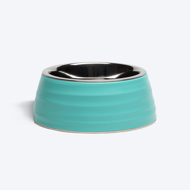 HUFT Waves Embossed Melamine Bowl For Dogs - Aqua - Heads Up For Tails