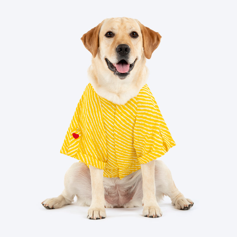 HUFT Pawdhani Leheriya Kurta For Dog - Yellow - Heads Up For Tails