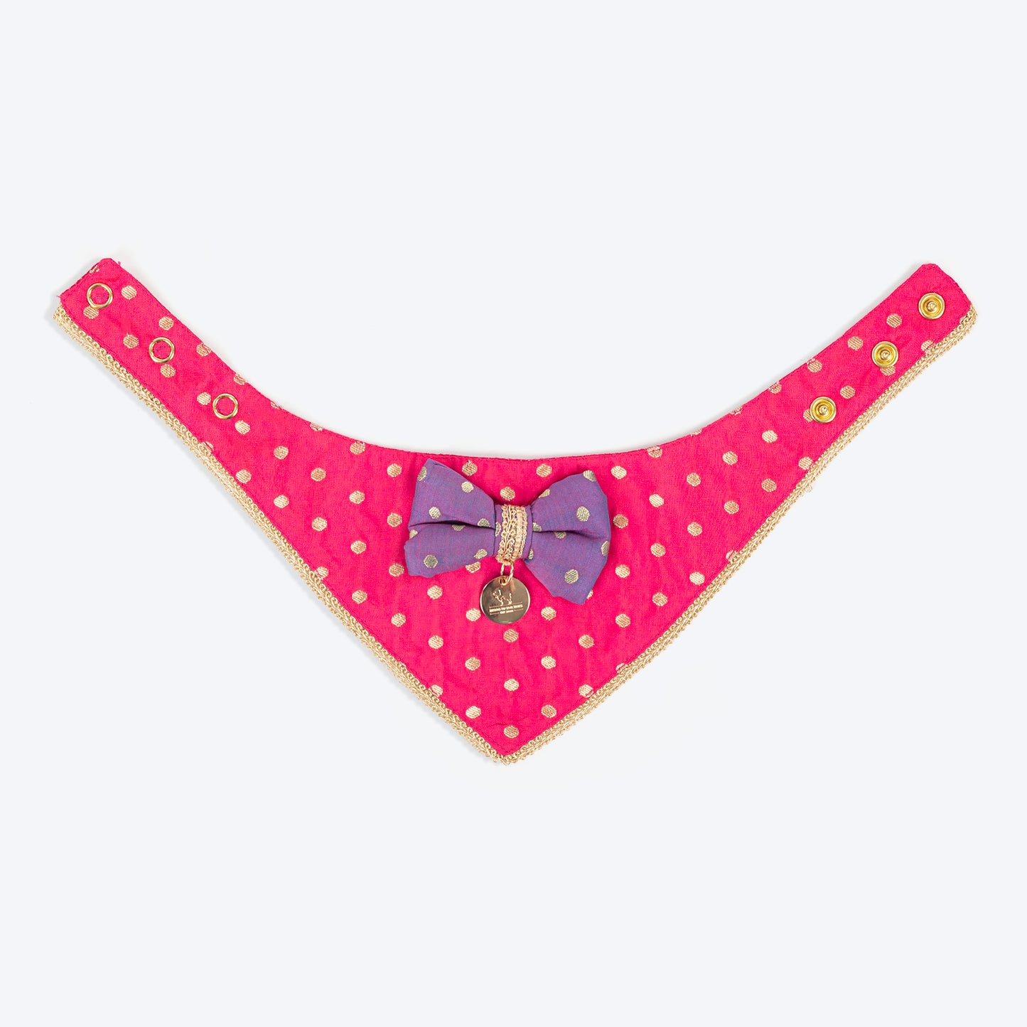 HUFT Desi Glam Bow Scarf For Cat & Puppy - Pink & Purple - Heads Up For Tails