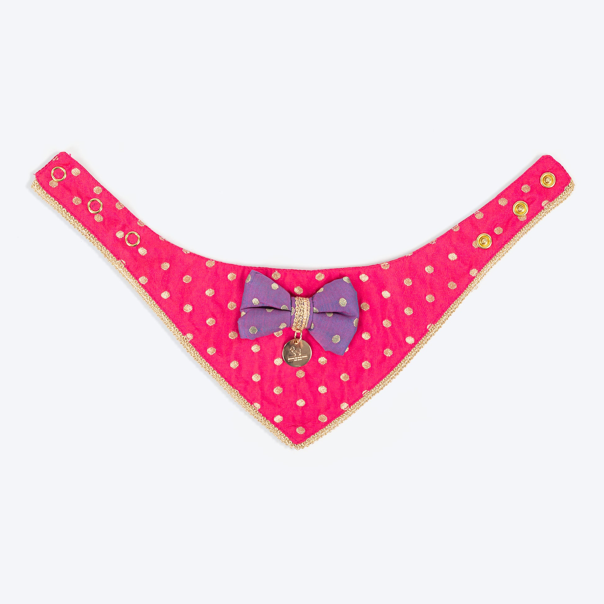 HUFT Desi Glam Bow Scarf For Cat & Puppy - Pink & Purple - Heads Up For Tails
