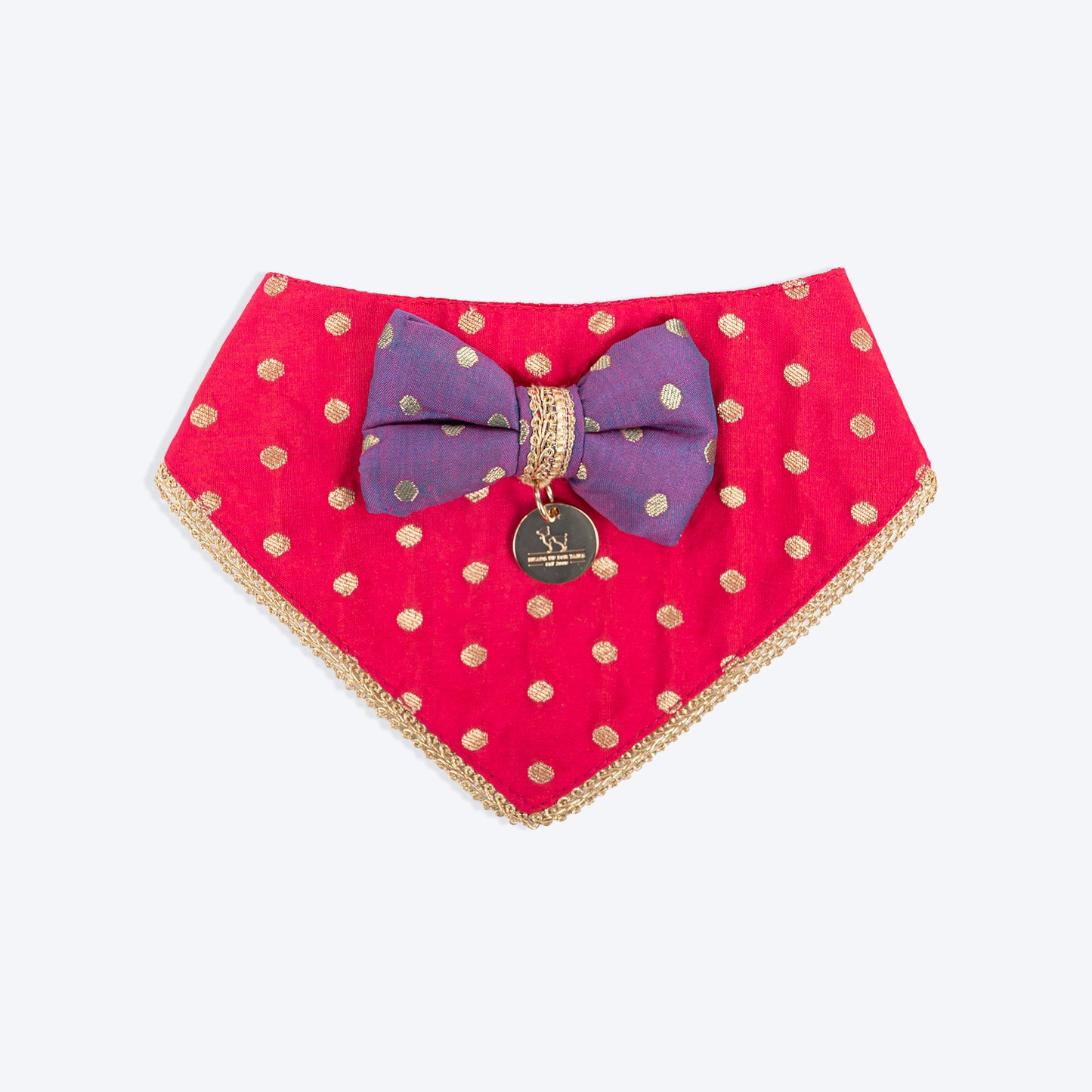 HUFT Desi Glam Bow Scarf For Cat & Puppy - Pink & Purple