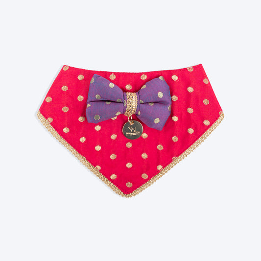 HUFT Desi Glam Bow Scarf For Cat & Puppy - Pink & Purple