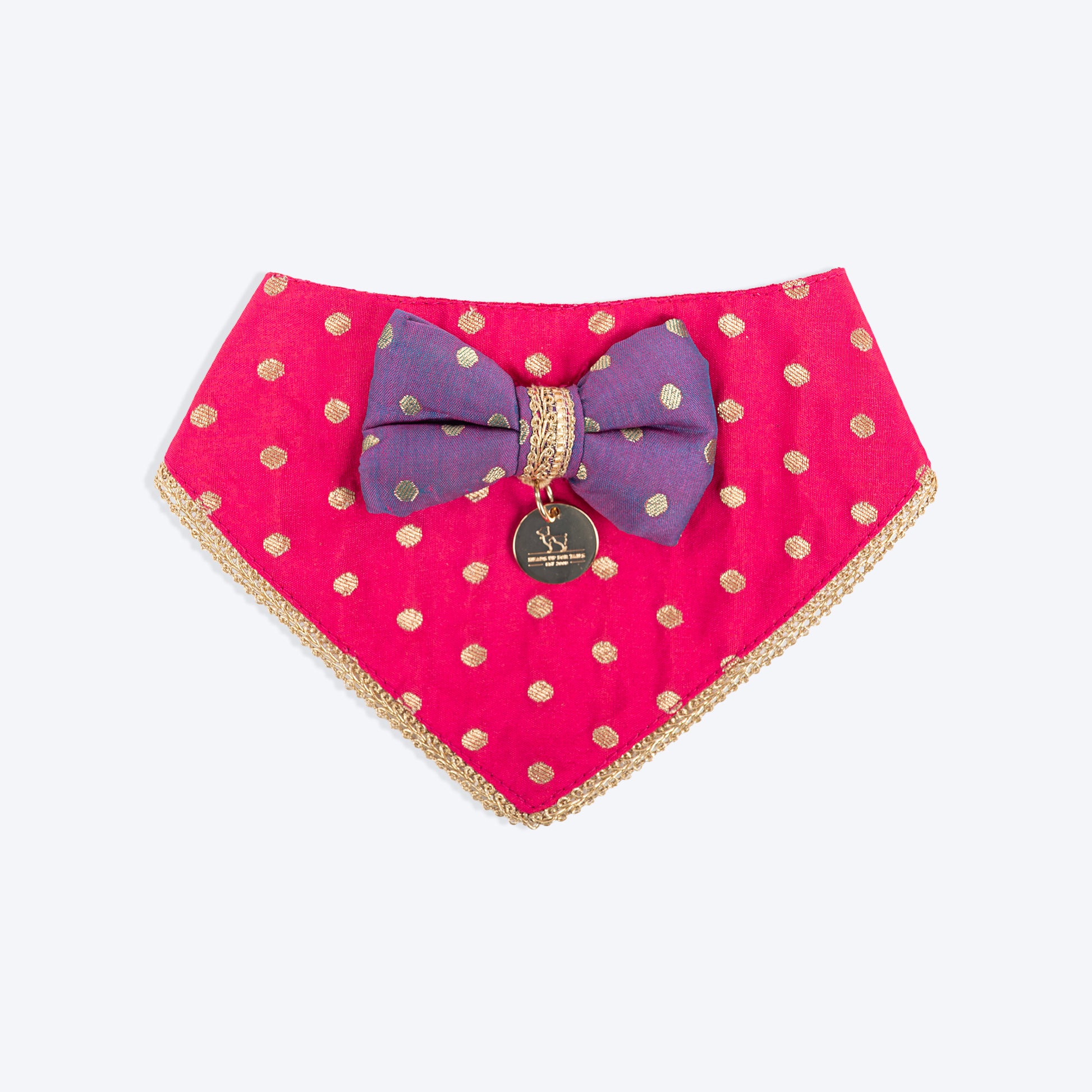 HUFT Desi Glam Bow Scarf For Cat & Puppy - Pink & Purple - Heads Up For Tails